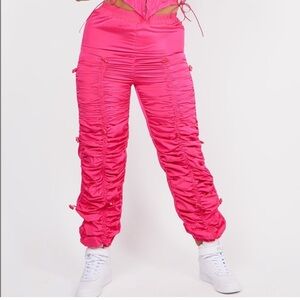 PrettyLittleThing Hot Pink Shell toggle pants